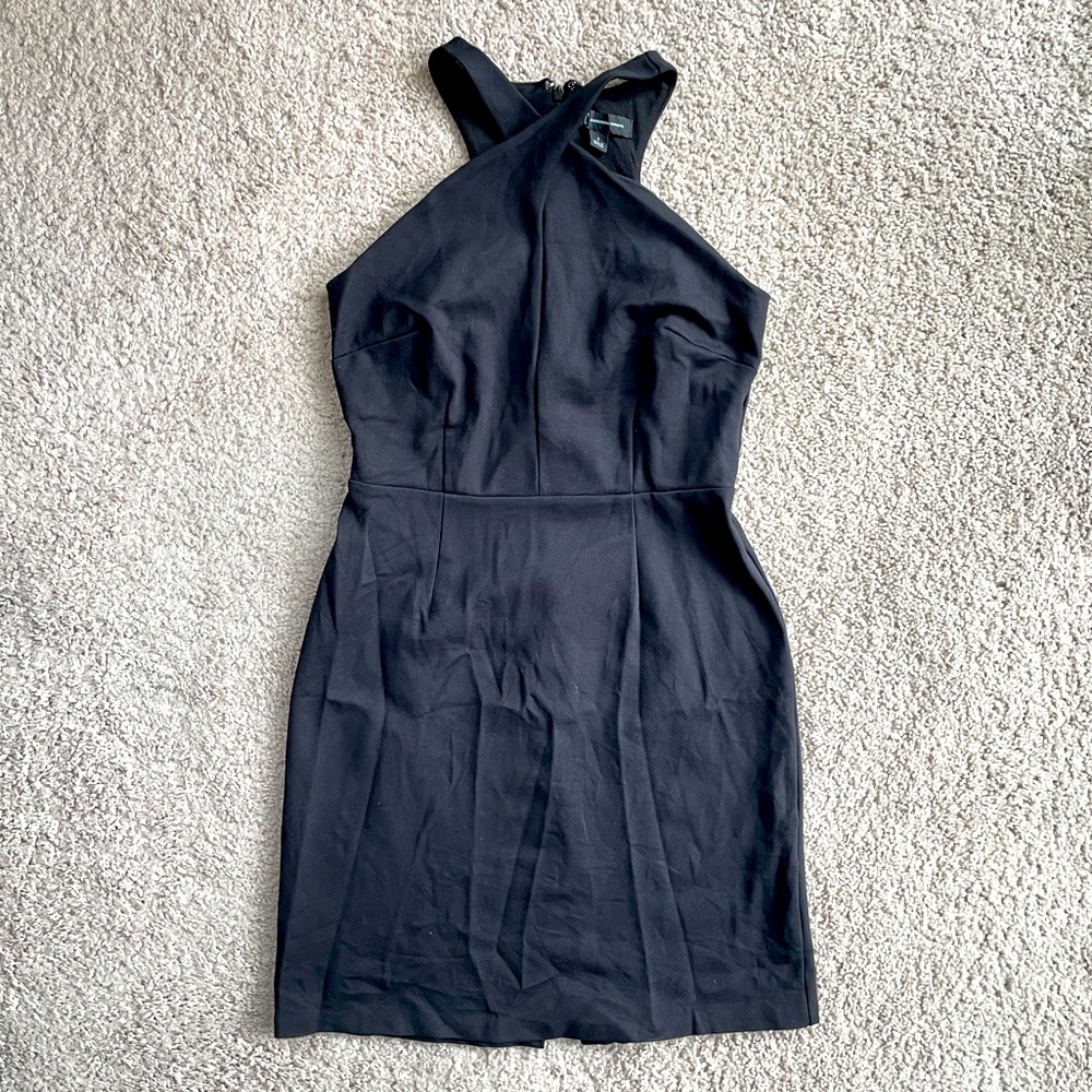 INC International Concepts Black Halter Bodycon Criss Cross A-Line Dress Size 2